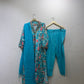 Blue Muslin Suit Set With Kota Doriya Dupatta