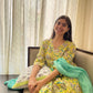 Lemon Printed Cotton Anarkali Suit Set with Kota doriya dupatta