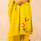 Green Pure Mulmul Kurta Set with Lotus Appliqué Work