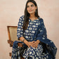 Blue/Red Elephant Print Cotton Kurta Set