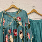 Green chinon Alia cut with dupatta