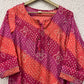 Pink/Blue Bandej print muslin Kurta.