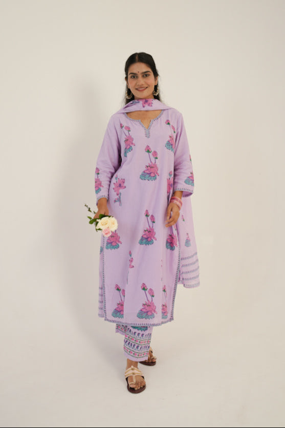 Hand-Painted Mul Chanderi Kurta Set