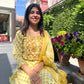 Pastel Green Cotton Printed Dupatta Set with embroidery.