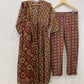 Brown Printed Cotton Anarkali Set With Printed Dupatta