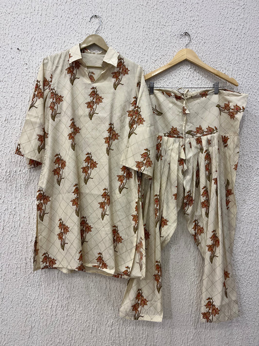 Floral printed Muslin Coordset with tulip pants