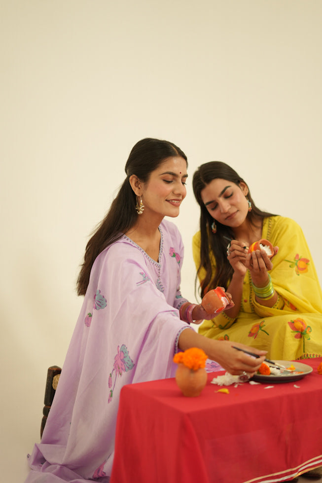 Hand-Painted Mul Chanderi Kurta Set
