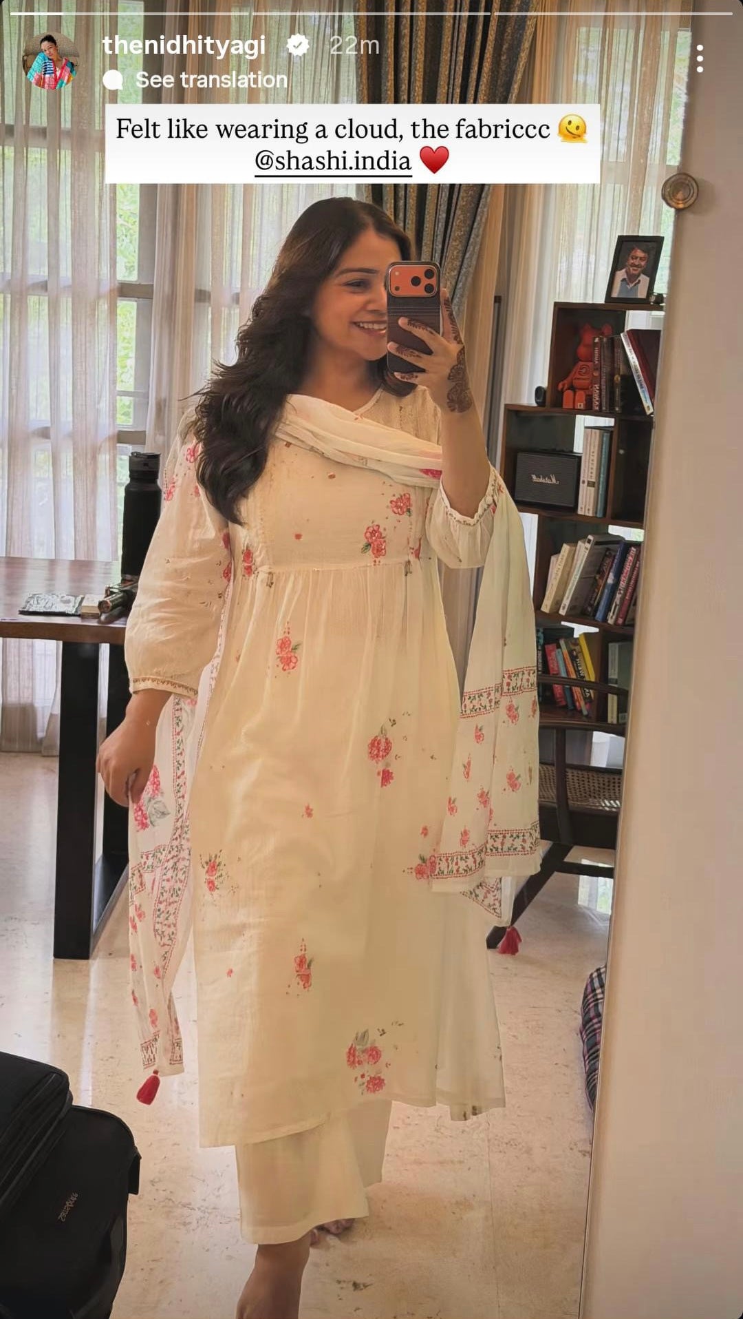 Mul Mul Cotton Floral A-Line Kurta Set with Lining