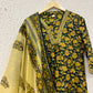 Green Printed Cotton A-line Suit Set
