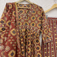 Brown Printed Cotton Anarkali Set With Printed Dupatta