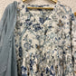White/grey Printed Cotton Anarkali Suit Set with Kota doriya dupatta