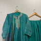 Teal Blue Printed Silk Kurta Set With Printed Dupatta