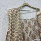 Beige Printed Cotton Anarkali Suit Set with lace detailing