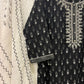 Black printed cotton kurta set with dupatta