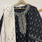 Black printed cotton kurta set with dupatta