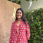 Red Handblock Printed Cotton Anarkali
