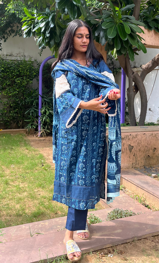 Indigo Straight Suit Set