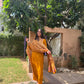 Mustard Cotton Suit Set with Ajrak Printed Dupatta