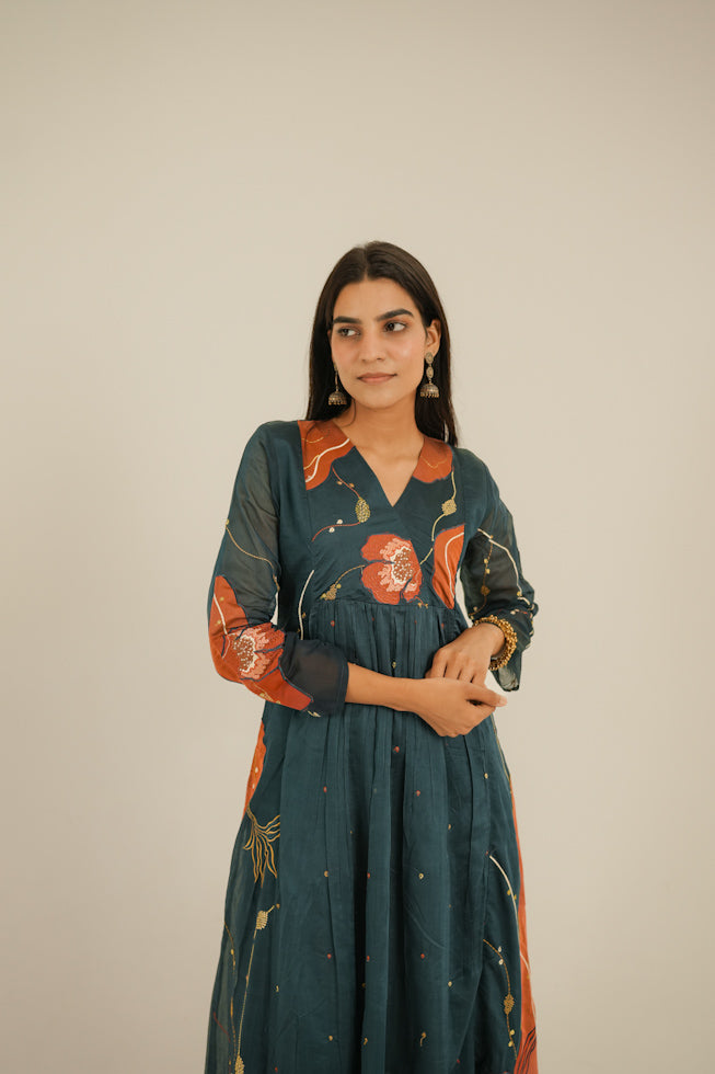 Mulchanderi Anarkali Set With Embroidery