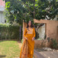 Mustard Cotton Suit Set with Ajrak Printed Dupatta