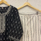 Black printed cotton kurta set with dupatta