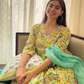 Yellow Floral Cotton Anarkali Set