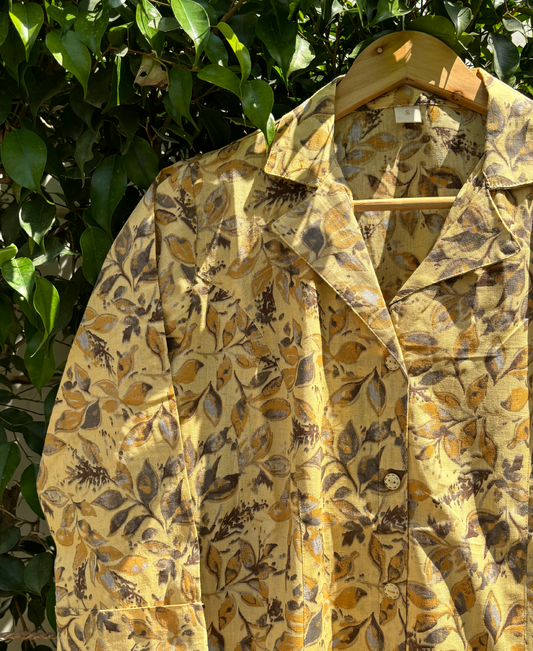 Lemon Cotton Flax Aline Kurta