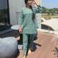Dark Green Booti Print Cotton Loungwear Set