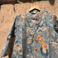 Blue V-neck Floral Printed Muslin Straight Kurta
