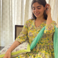 Yellow Floral Cotton Anarkali Set