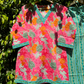 Pink Floral Print V neck Cotton Co-ord Set
