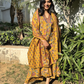 Floral V-neck Printed Cotton Straight Suit Set