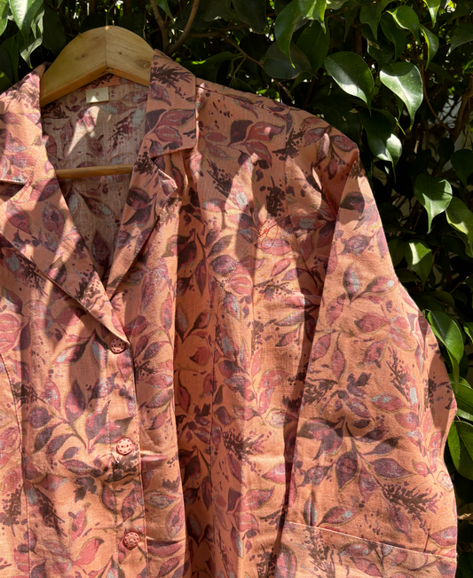 Peach Cotton Flax Aline Kurta