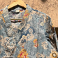 Blue V-neck Floral Printed Muslin Straight Kurta