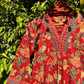 Floral V-neck Printed Cotton Straight Suit Set