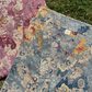 Blue V-neck Floral Printed Muslin Straight Kurta