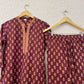 Maroon Cotton Printed Kurta Set