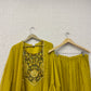 Yellow Mul Cotton Suit Set with hand katha work