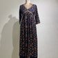 Maroon & Blue Floral printed Muslin kurta set with embroidery