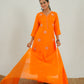 Hand-Embroidered Dola Silk A-Line Kurta Set