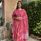 Red Handblock Printed Cotton Anarkali