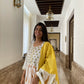 Yellow Floral Print Cotton Anarkali Suit Set
