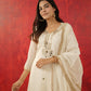 Mul Chanderi A-Line Kurta Set with Mirror Work