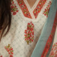 White Floral Block-Printed Cotton Kurta Set
