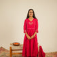 Hand-Embroidered Mul Chanderi Nayra-Cut Kurta Set
