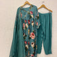 Green chinon Alia cut with dupatta