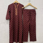 Maroon Cotton Printed Kurta Set