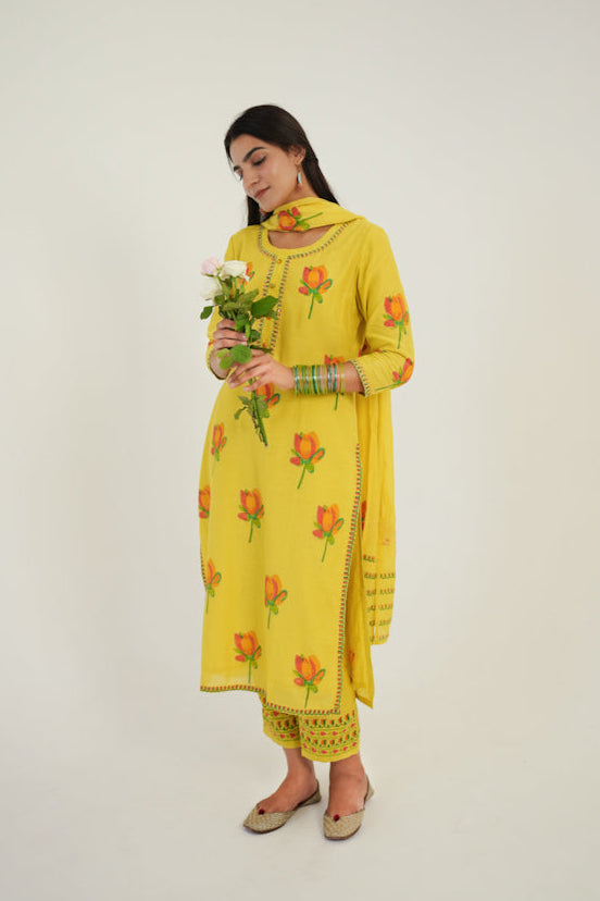 Hand-Painted Mul Chanderi Kurta Set