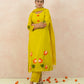 Green Pure Mulmul Kurta Set with Lotus Appliqué Work