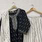 Black printed cotton kurta set with dupatta
